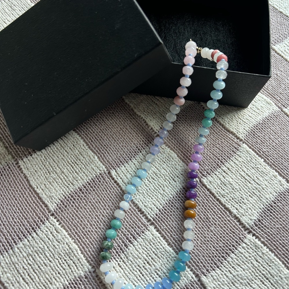 Multicolor Rainbow  Beaded Rondelle Necklace